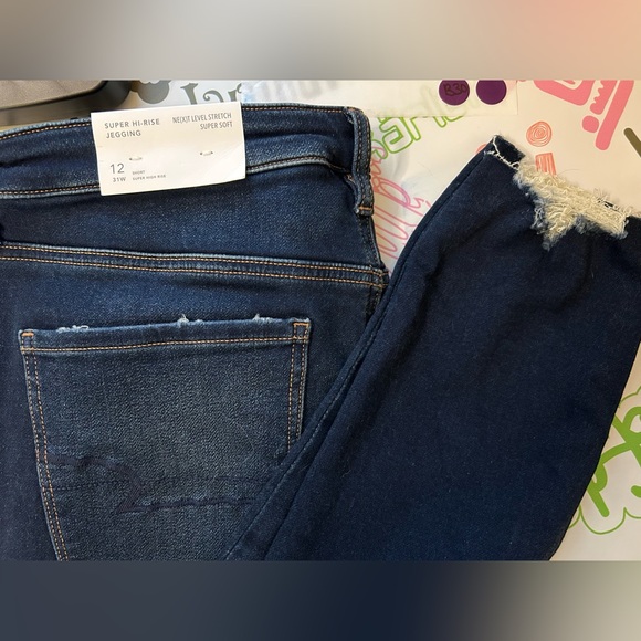 American Eagle Jeans 12 Short AE High Rise NWT Dark Wash Denim Stretchy - Picture 8 of 8